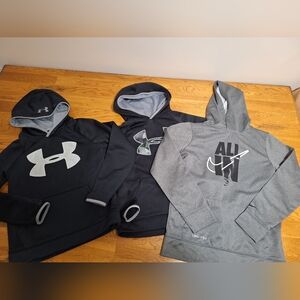 Boys Under Armour And Nike Black and Gray Hoodie Trio